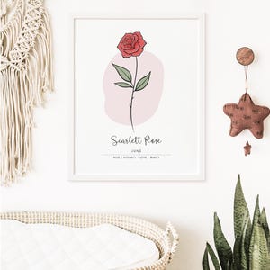 Personalised Birth Month Flower Printable Wall Art, Name Print, Birth Stats Poster | Digital Download image 12