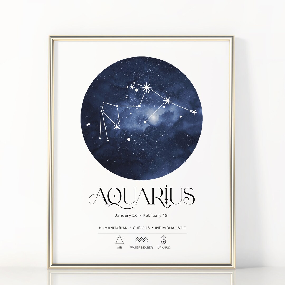 AQUARIUS Printable Wall Art, Zodiac Star Sign Poster, Astrology ...