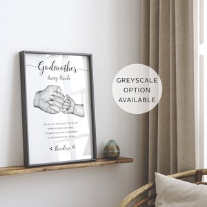 Personalised Godmother Printable Wall Art Gift for Godparent, Gift for Godmother from Godchild Digital Download image 2