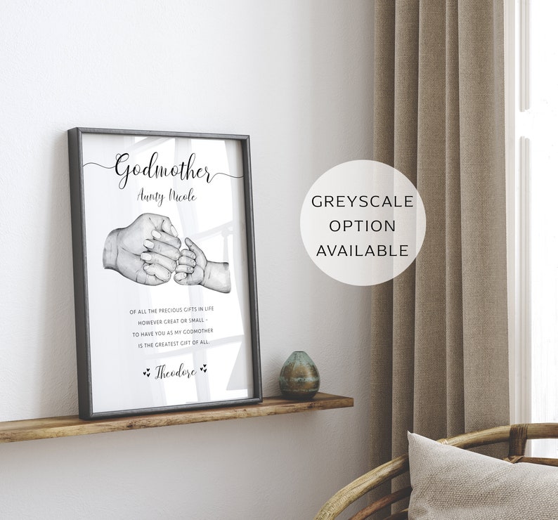 Personalised Godmother Printable Wall Art Gift for Godparent, Gift for Godmother from Godchild Digital Download image 2