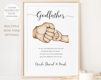 Personalised Godfather Printable Wall Art, Gift for Godparent, Gift for Godfather from Godchild, Digital Download