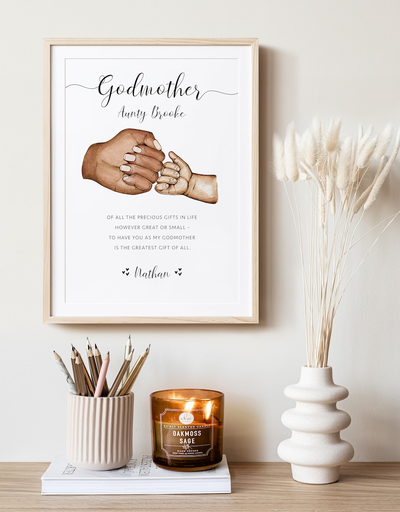 Personalised Godmother Printable Wall Art Gift for Godparent, Gift for Godmother from Godchild Digital Download image 3