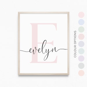 MODERNO Carta personalizada NOME Arte de parede para impressão Decoração de quarto de meninas, Impressão de nascimento, Estatísticas de nascimento, Impressão de significado do nome | Download digital
