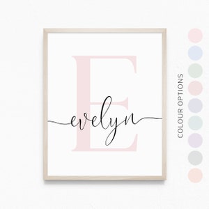 MODERN Personalised Letter NAME Printable Wall Art Girls Room Decor, Birth Print, Birth Stats, Name Meaning Print | Digital Download