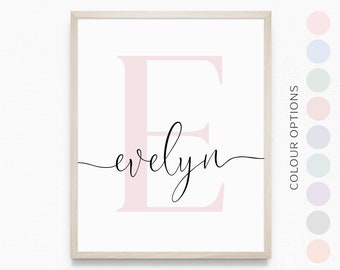 MODERN Personalised Letter NAME Printable Wall Art Girls Room Decor, Birth Print, Birth Stats, Name Meaning Print | Digital Download