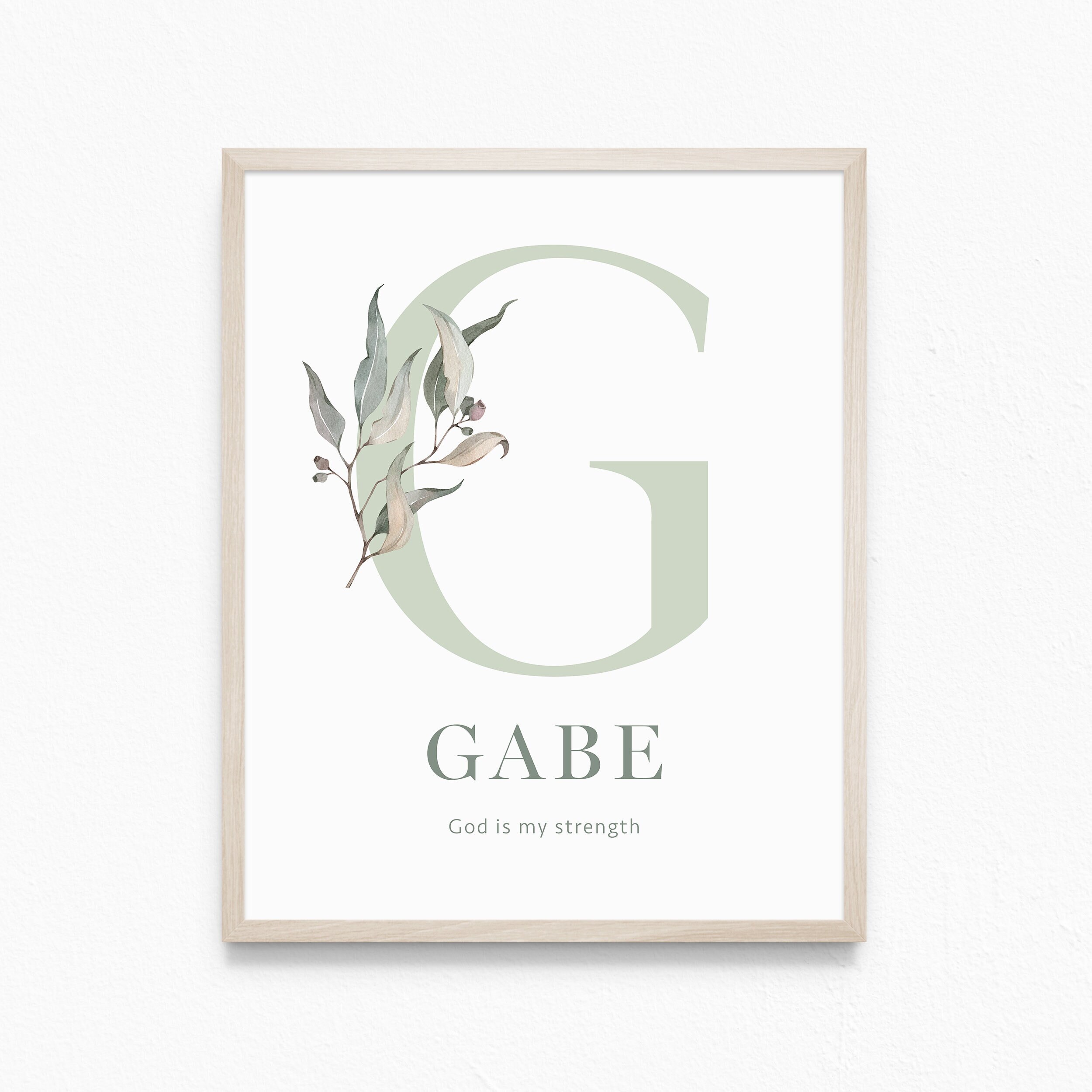 Australian Leafy Personalised Letter NAME Printable Wall Art Kids Room Art, Neutral Boys Birth Poster, Name Meaning Print | Digital Download
