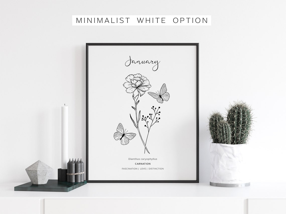 January Birth Flower CARNATION Printable Wall Art Carnation - Etsy
