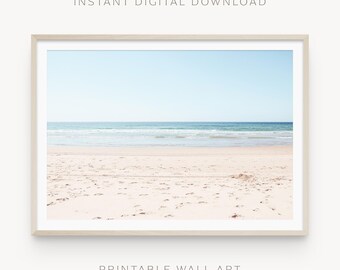 Beach Photography Printable Wall Art: Pastel Sand and Sea | Instant Download