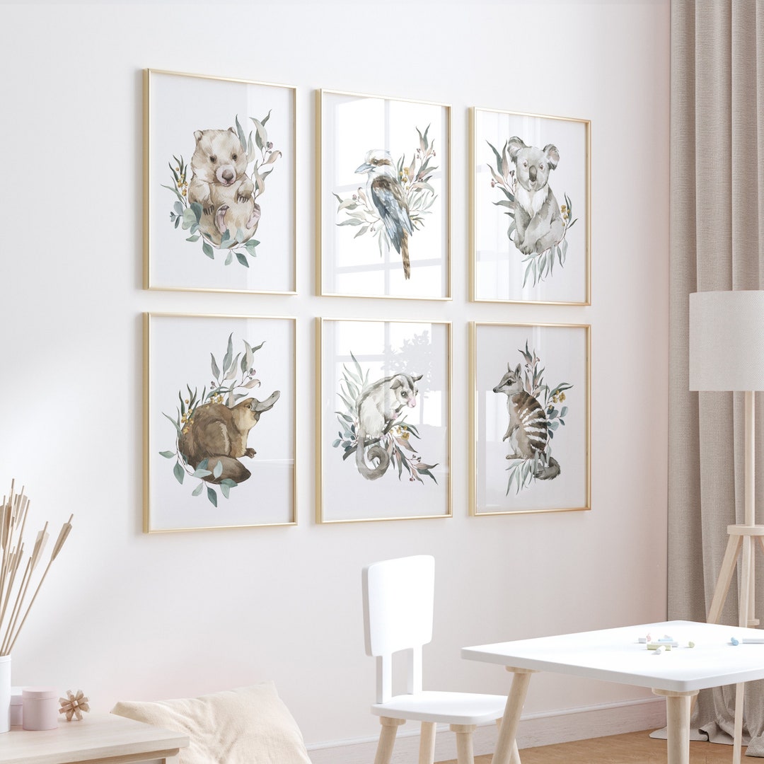 AUSTRALIAN Animals Printable Wall Art Set of 6, Koala, Kookaburra ...