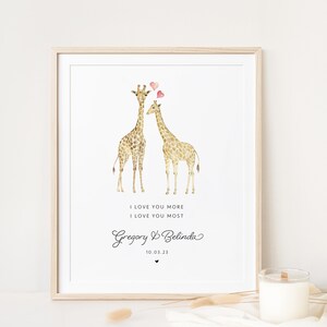 Personalised Giraffe Couple Printable Wall Art, Couples Print, Gift for Her, for Him, Anniversary Gift, Valentine&#39;s Day | Digital Download