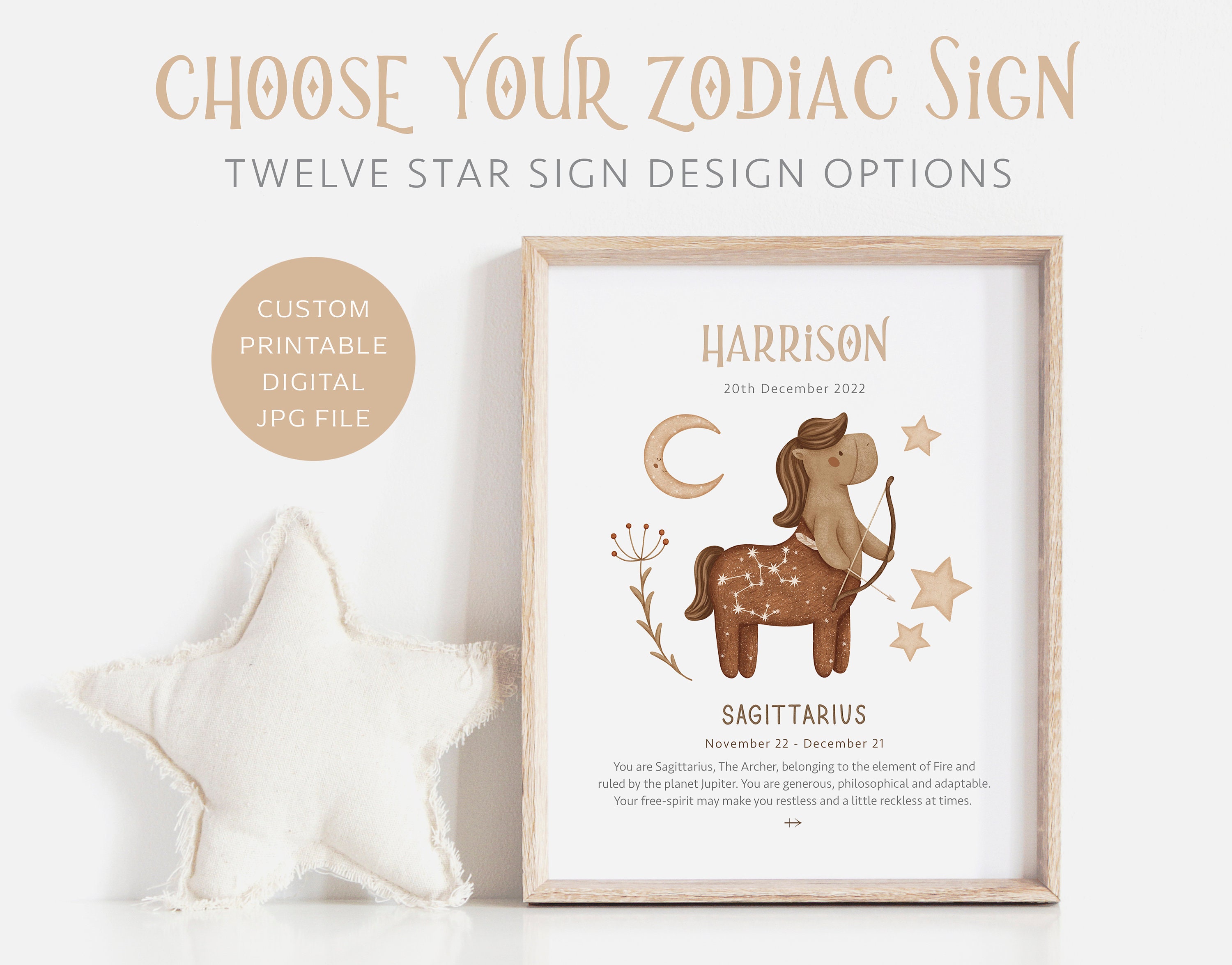 Personalised Kids ZODIAC Printable Wall Art Cute Animals - Etsy Personalised Kids ZODIAC Printable Wall Art Cute Animals - Etsy