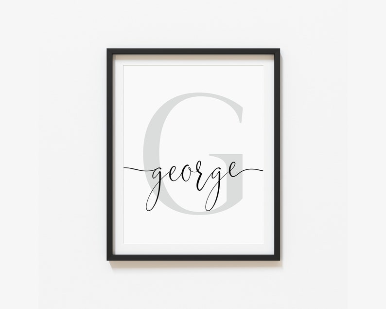 Cursive George Cursive MODERN Personalised Letter NAME Printable Wall Art Girls Room Decor ...