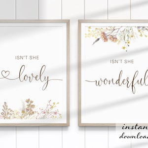 Isn’t She Lovely Isn’t She Wonderful | Printable Wall Art Girls Room Decor | Wildflowers Quote Print INSTANT DOWNLOAD