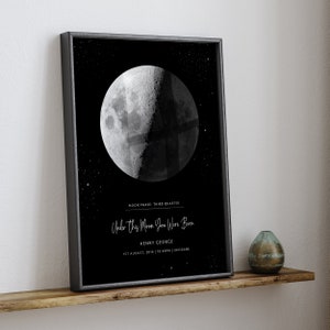 Custom Moon Phase Birth Poster Printable Wall Art | New Baby Gift, Baby Name Print, Night You Were Born Moon Phase Print  | Digital Download