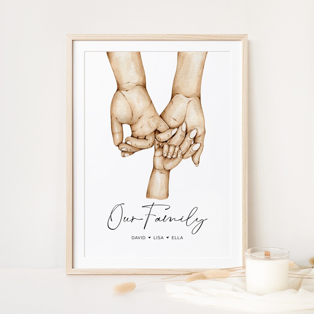 Personalised Family Printable Wall Art | Family Holding Hands Art ...