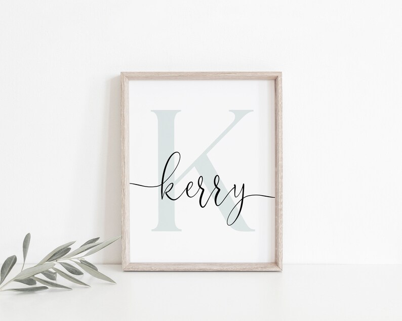 Cursive Kerry MODERN Personalised Letter NAME Printable Wall Art Girls Room Decor ...