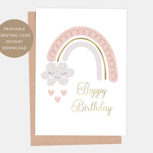 Carte de joyeux anniversaire imprimable, carte d'anniversaire bohème arc-en-ciel, carte d'anniversaire de filles, carte d'anniversaire pour fille, TÉLÉCHARGEMENT IMMÉDIAT