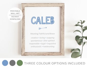 CALEB Name Meaning Printable Wall Art, Character Traits, Strengths, Talents | Name Numerology Meaning INSTANT DOWNLOAD