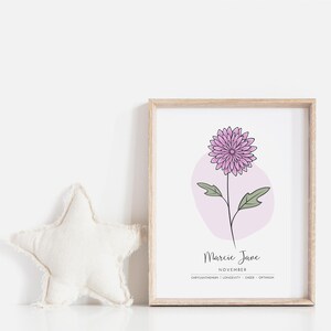 Personalised Birth Month Flower Printable Wall Art, Name Print, Birth Stats Poster | Digital Download image 13
