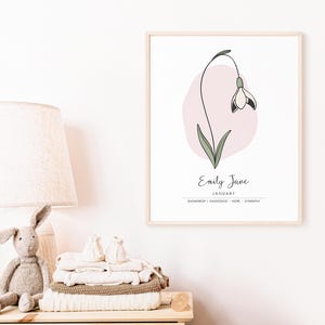 Personalised Birth Month Flower Printable Wall Art, Name Print, Birth Stats Poster | Digital Download image 8