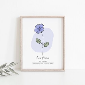 Personalised Birth Month Flower Printable Wall Art, Name Print, Birth Stats Poster | Digital Download image 9