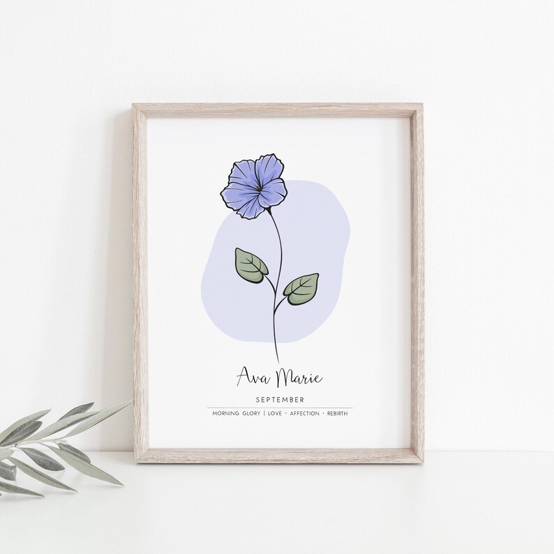 Personalised Birth Month Flower Printable Wall Art, Name Print, Birth Stats Poster | Digital Download image 9