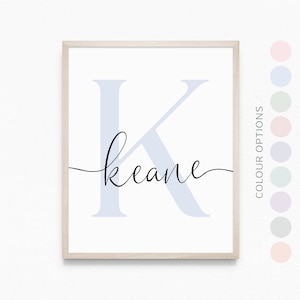 Arte de pared imprimible con letras personalizadas modernas para habitación de niño, impresión de nacimiento, estadísticas de nacimiento, significado del nombre, impresión/descarga digital