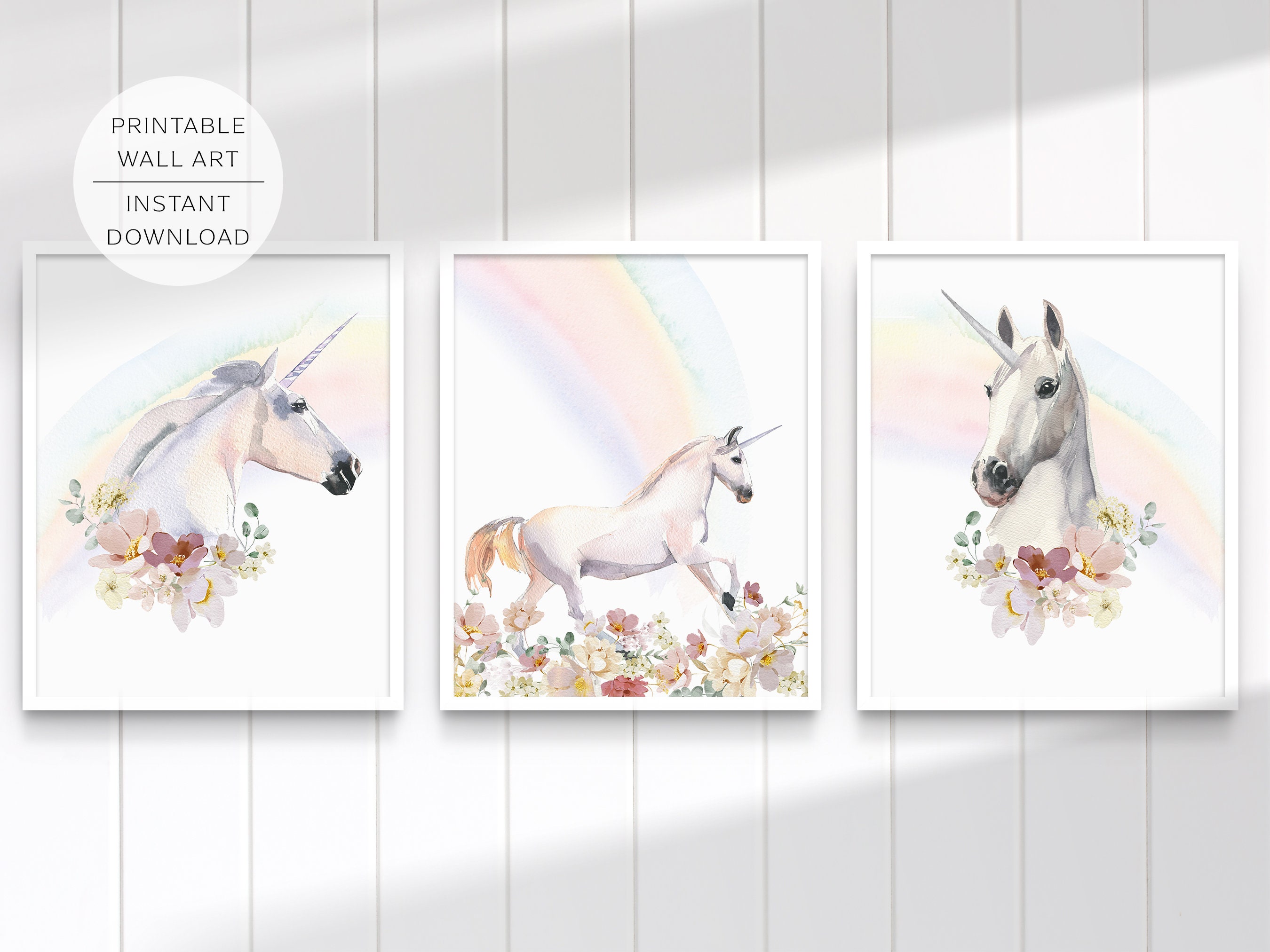 Unicorn and Princess Wall Art, Set of 3, Unicorn Printable Art, Unicorn  Print, Unicorn Decor, Girls Room Decor, Unicorn Art 