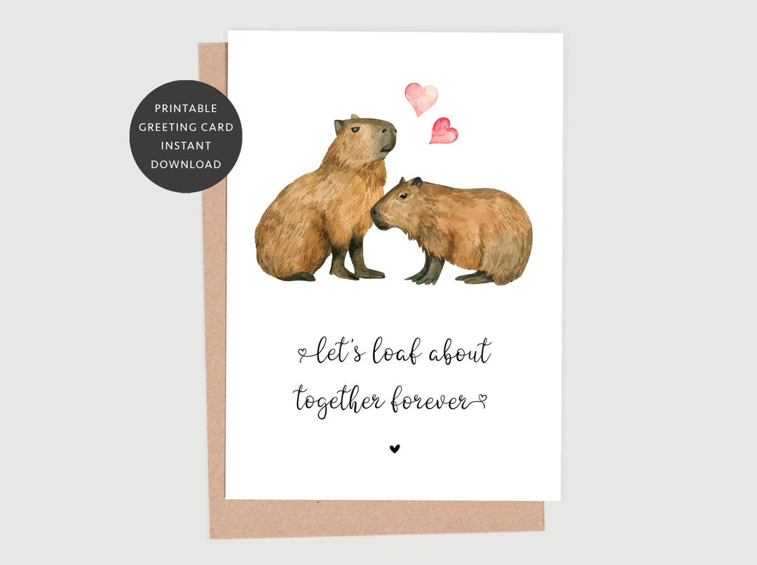 Capybara Printable Card, Proposal, Valentine's Day Gift, 5x7in ...