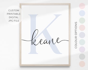 MODERN Personalised Letter NAME Printable Wall Art Boys Room Decor, Birth Print, Birth Stats, Name Meaning Print | Digital Download