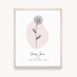Personalised Birth Month Flower Printable Wall Art, Name Print, Birth Stats Poster | Digital Download image 10