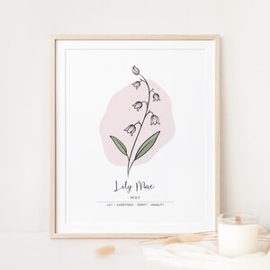 Personalised Birth Month Flower Printable Wall Art, Name Print, Birth Stats Poster | Digital Download image 1