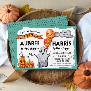 Halloween Zwei Geburtstag gemeinsame Einladung - Sibling Dual Kostüm Party einladen - Datei-Download, um Karten zu drucken oder als digitales E-Vite zu senden