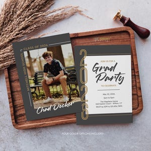 Boys Graduation Party Invite With Photo, Editable High School Senior ...