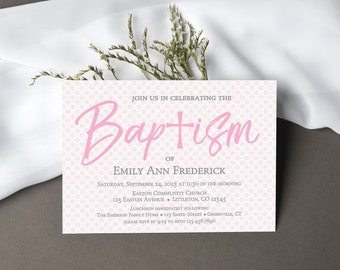 Girl Baptism Invitation Digital Download, Personalized Invite File in Printable PDF or JPG Format, Coordinating Cupcake Toppers Available