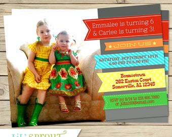 joint combined birthday party invitation twin birthday etsy