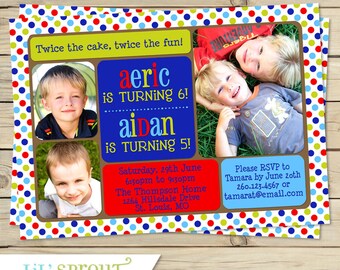 joint combined birthday party invitation twin birthday etsy