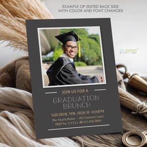 Senior Boy 2026 Graduation Announcement, 5x7 Modern Grad Invite Template for Corjl, Editable Online, Download & Print or Send Digitally image 6