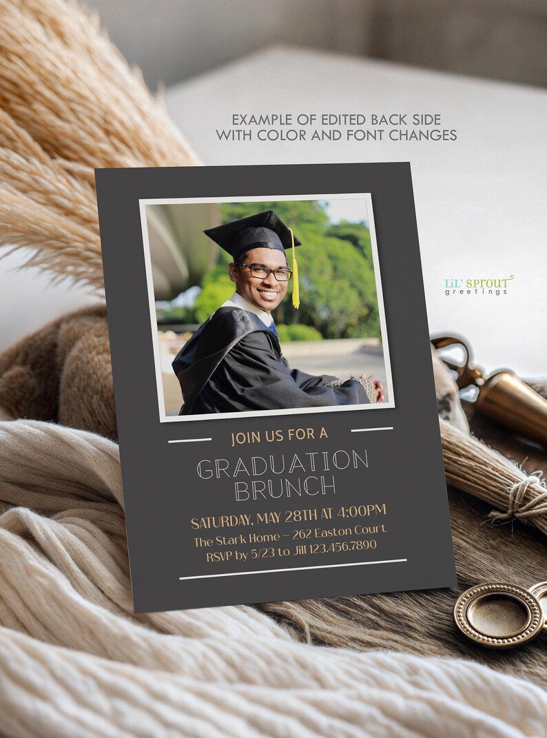 Senior Boy 2026 Graduation Announcement, 5x7 Modern Grad Invite Template for Corjl, Editable Online, Download & Print or Send Digitally image 6