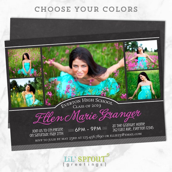 Chalkboard Graduation Announcement Or Invitation Printable File