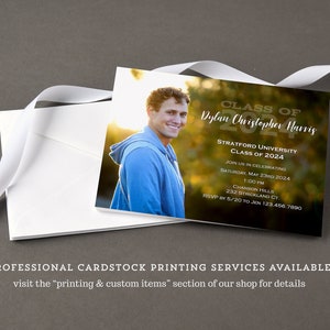 full bleed photo 2024 graduation announcement or invitation cardstock card printing services