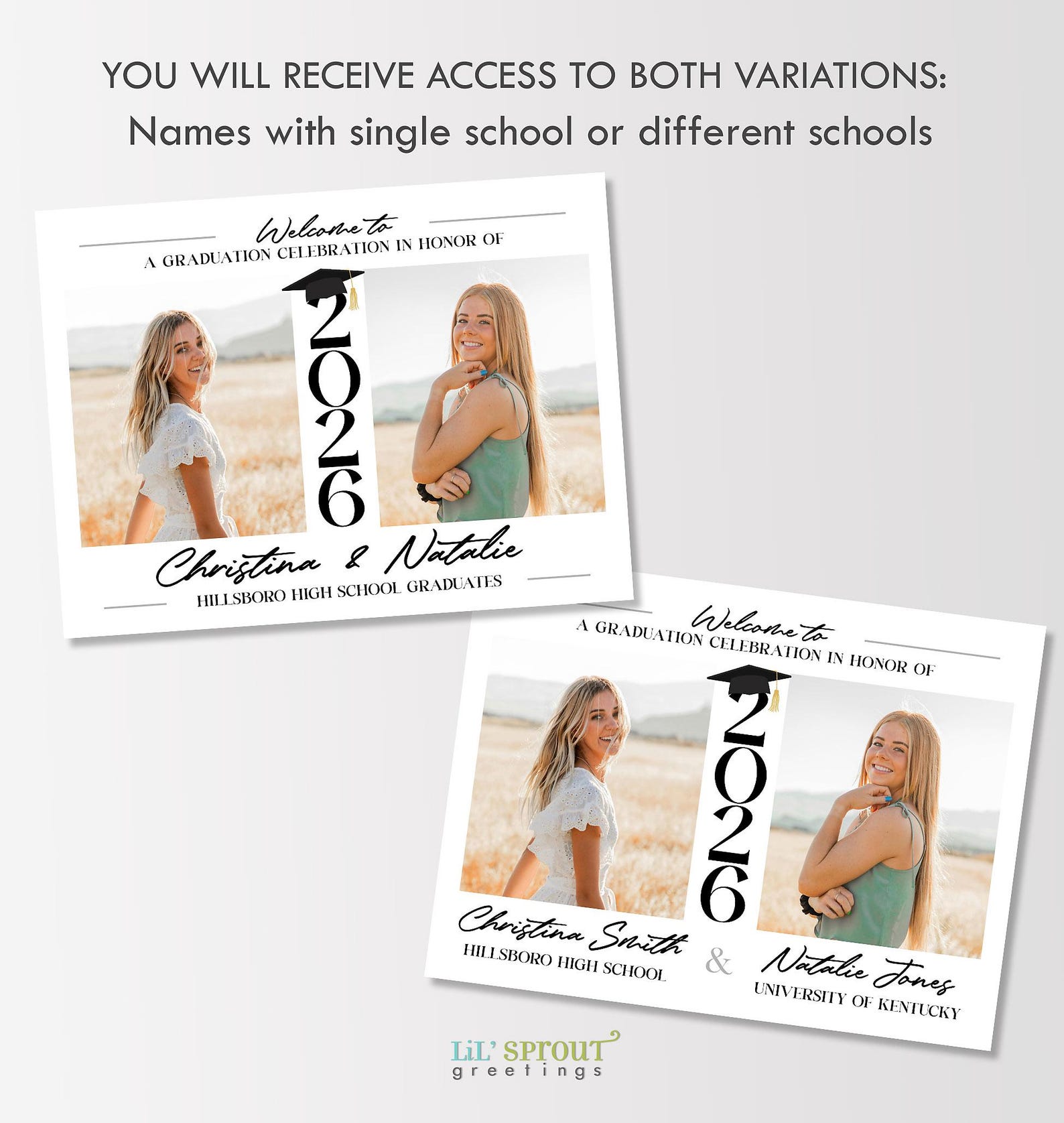 Simple Sibling Sign 2026 Sibling Graduation Welcome Sign - Editable Template in 4 Sizes ...