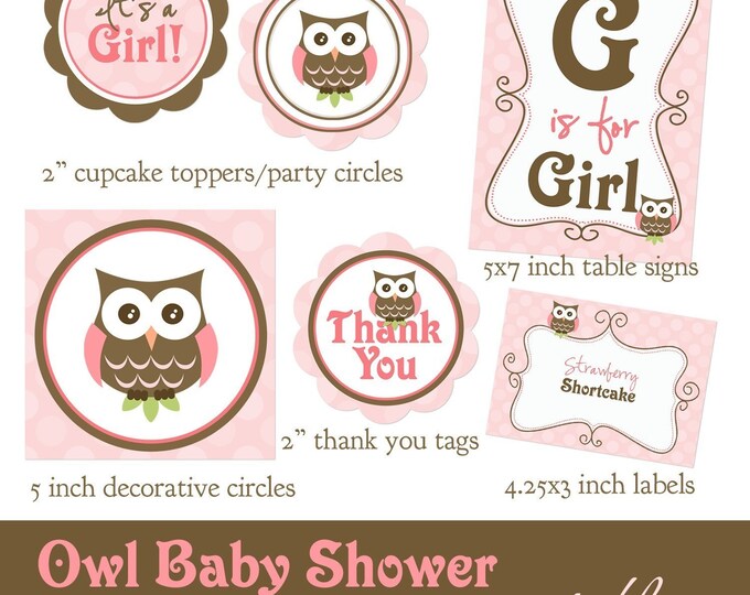 Owl Baby Shower Printable Supplies - Etsy