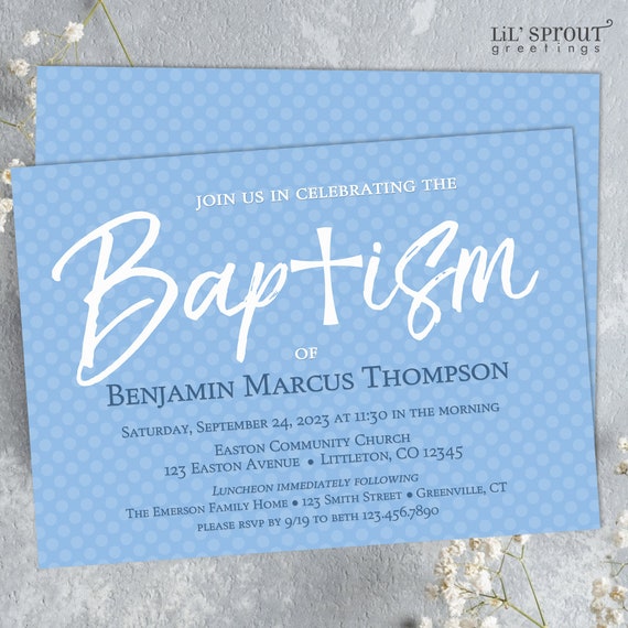 Printable Baptism Invitation Boy or Girl Simple Baptism or