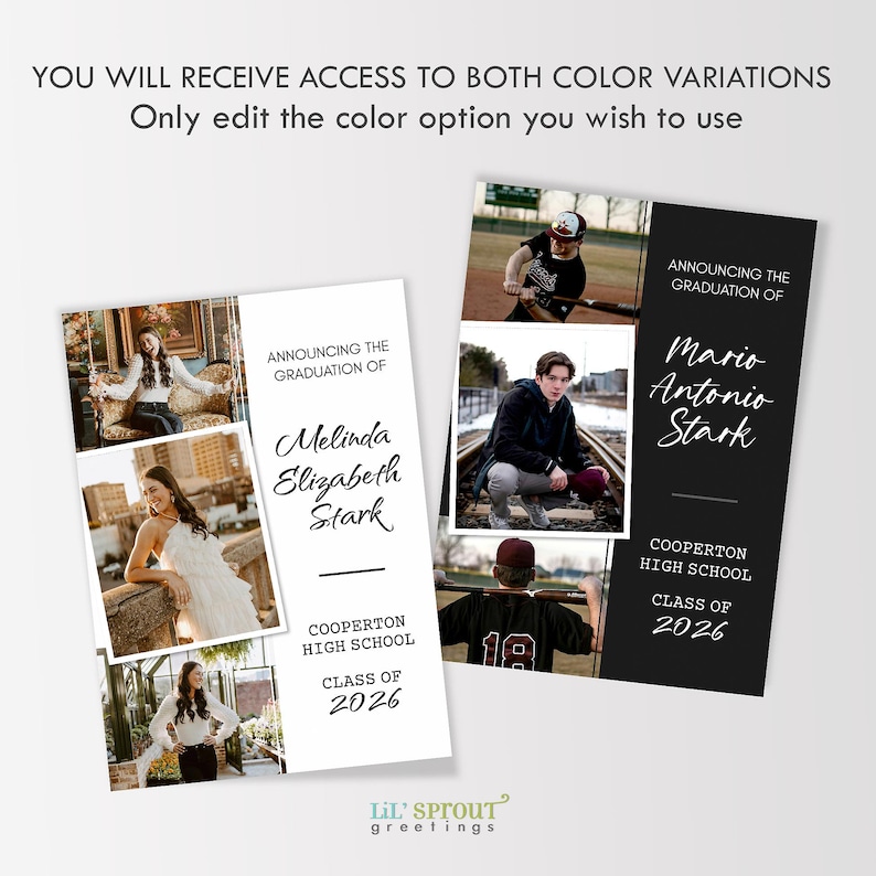 Senior Boy 2026 Graduation Announcement, 5x7 Modern Grad Invite Template for Corjl, Editable Online, Download & Print or Send Digitally image 3
