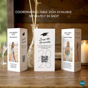 Invitación doble para fiesta de graduación con fotos - Plantillas de 4x6" y 5x7" incluidas - Edita en línea, personaliza colores, descarga archivos al instante imagen 14