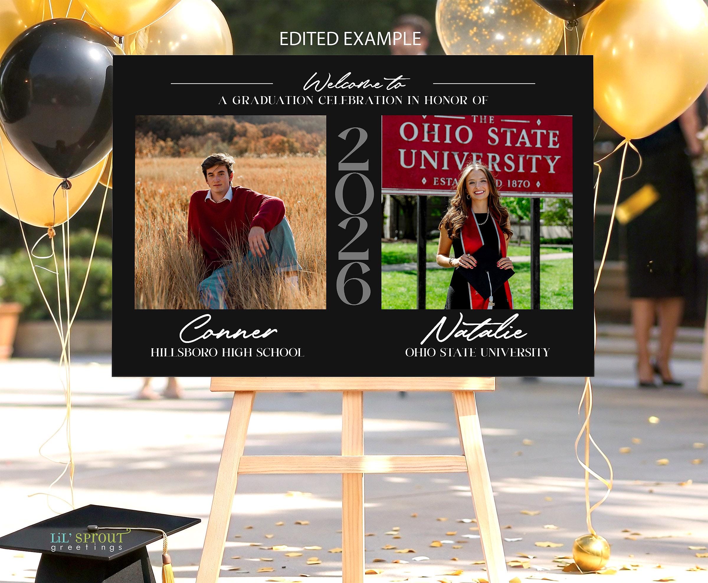 Simple Sibling Sign 2026 Sibling Graduation Welcome Sign - Editable Template in 4 Sizes ...