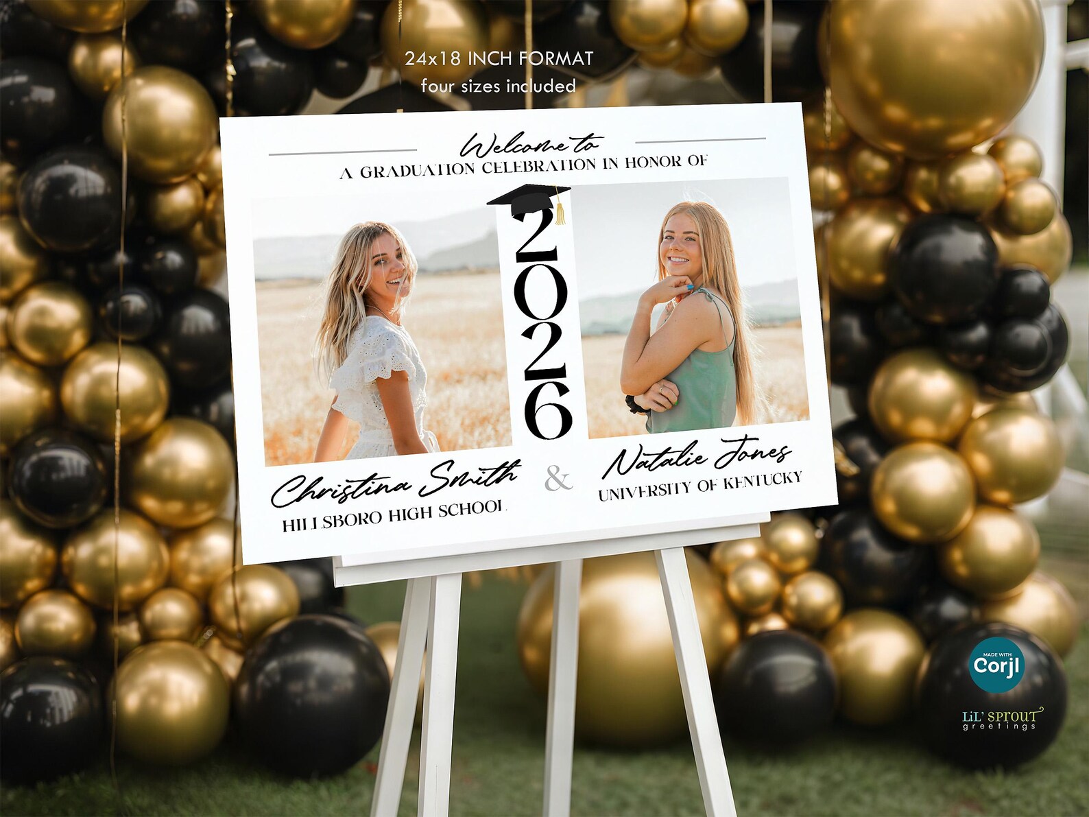 Simple Sibling Sign 2026 Sibling Graduation Welcome Sign - Editable Template in 4 Sizes ...