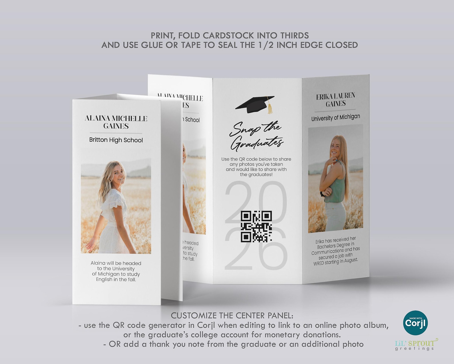 Double Graduation Trifold Table Sign - Grad Party Centerpiece ...