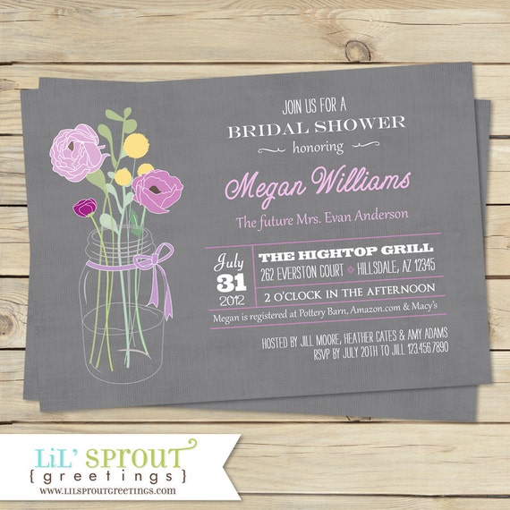 Rustic Bouquet Bridal Shower Invitation - Floral Vintage Shower Invite - Flowers Wedding Shower Vintage Invite - Printable Shower PDF JPEG Il_570xn
